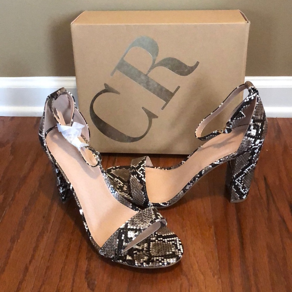 SOLD-Snake print block heel